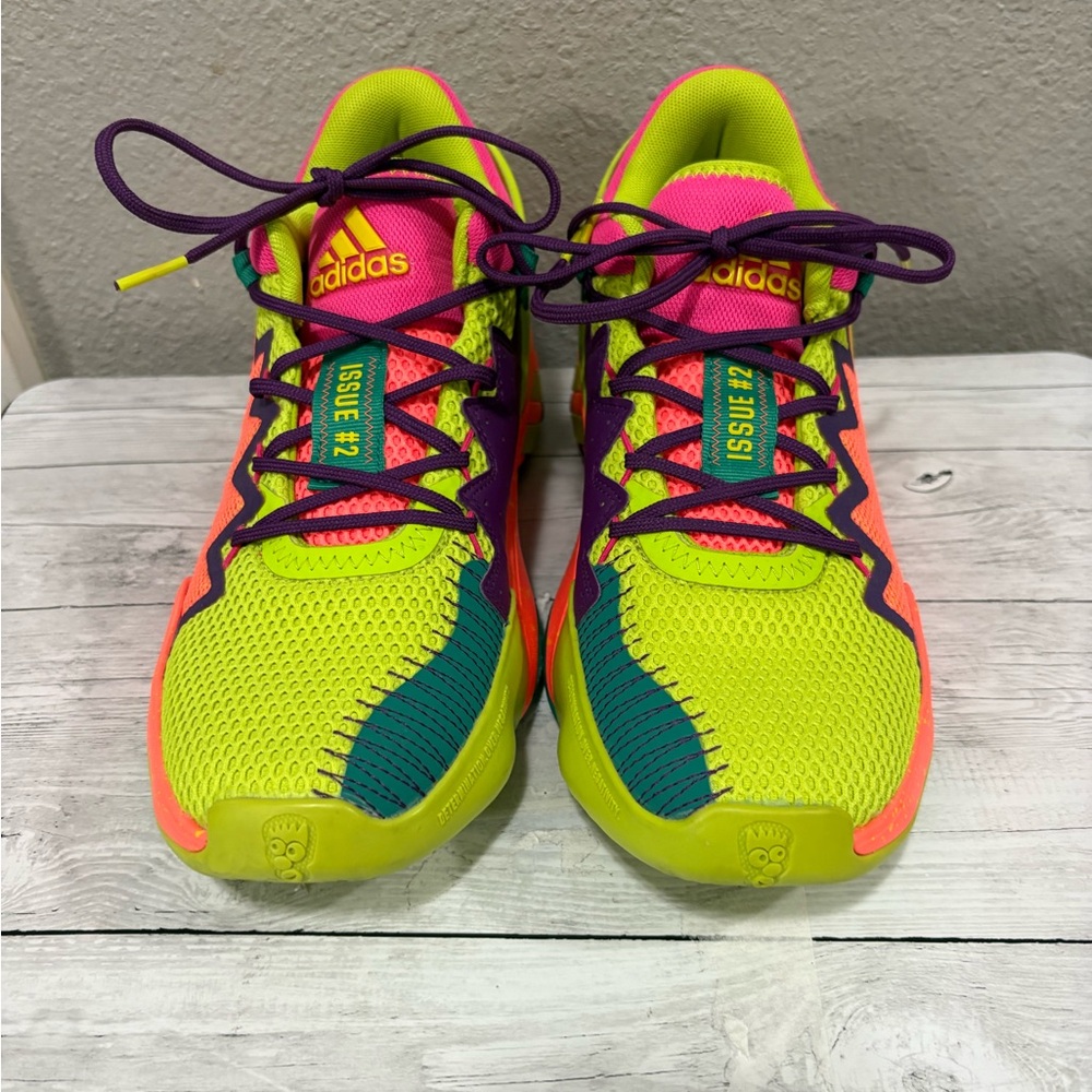 Adidas Kids' Neon Pink and Lime Basketball Sneakers